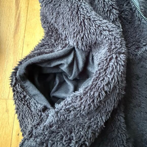 Victoria's Secret Pink Black Sherpa Full Zip Teddy Fleece Jacket Size L Cozy - Picture 6 of 14